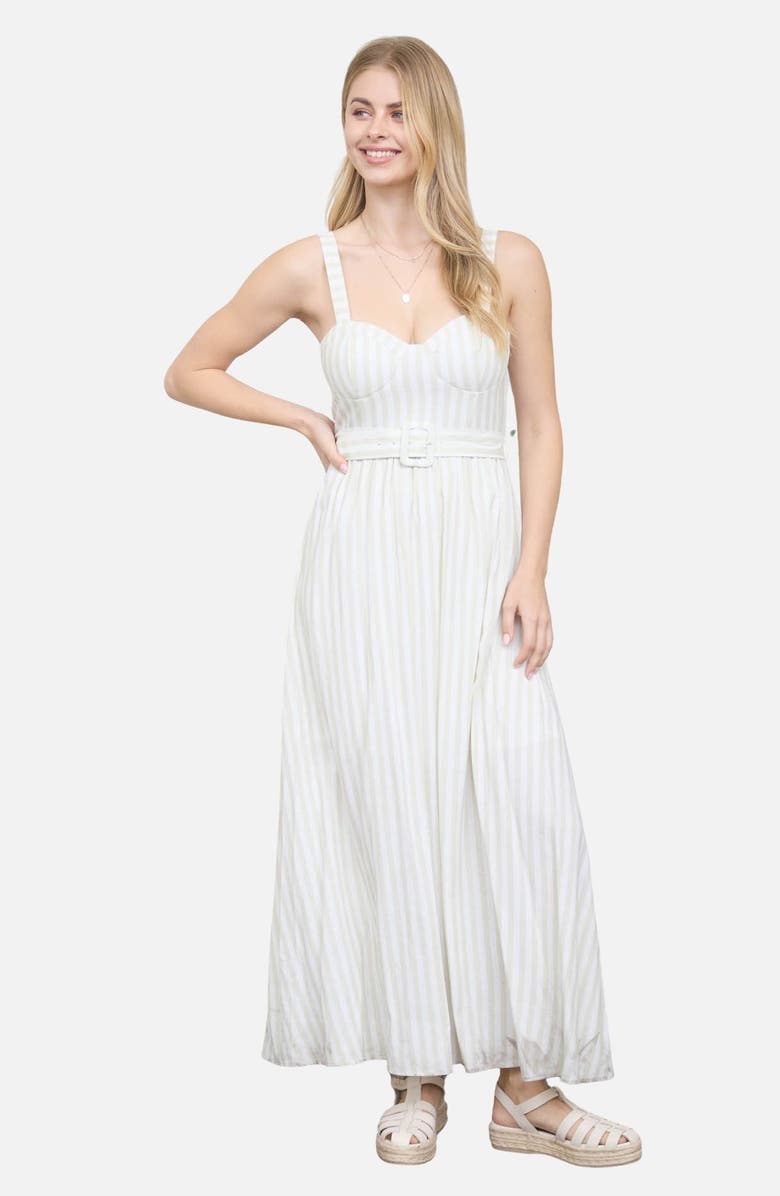 Blu Pepper Stripe Sleeveless Dress, Alternate, color, Light Olive