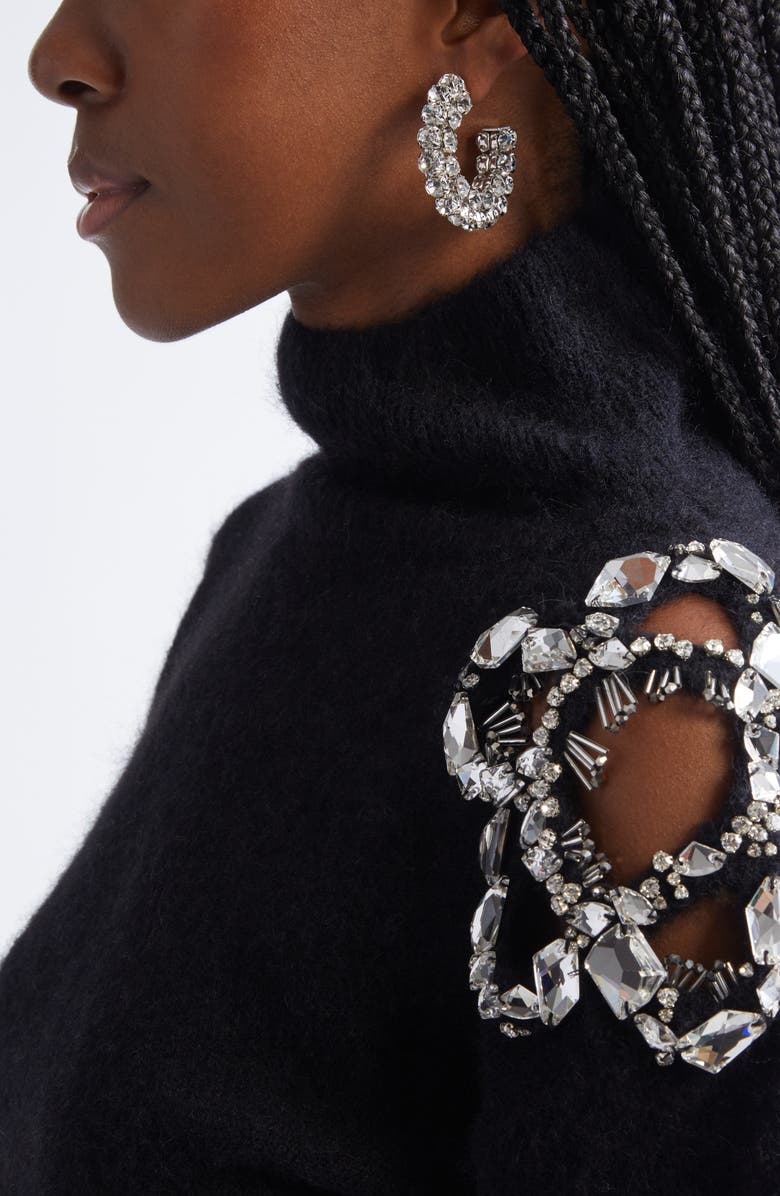 Area Small Crystal Hoop Earrings, Alternate, color, Silver