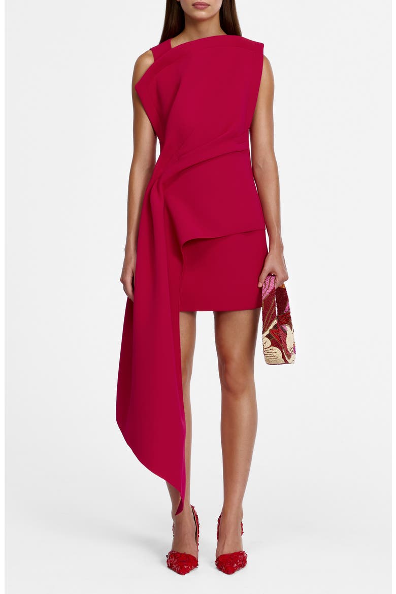 Quindus Asymmetric Drape Minidress, Main, color, BERRY