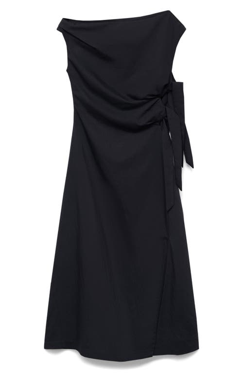 Mango Asymmetrical Knotted Dress In Black