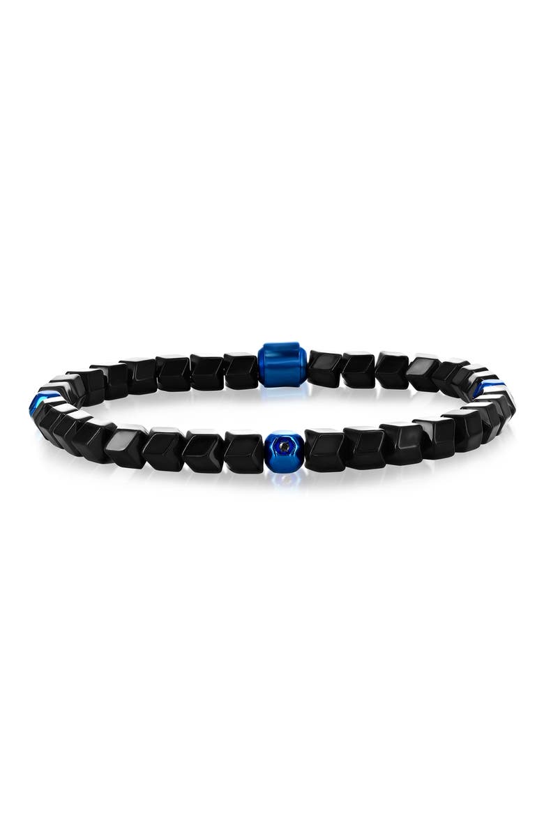 Men's Multi-Cut Bead Stretch Bracelet, Main, color, BLACK/BLUE