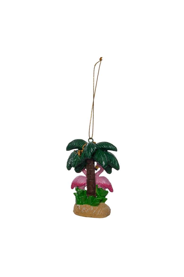 Palm With Flamingo Pair Tree Ornament, Alternate, color, Pink