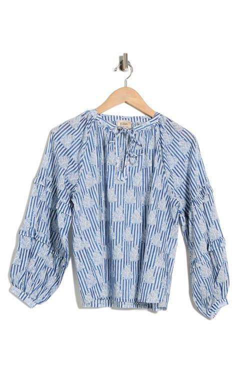 Tie Keyhole Long Sleeve Top