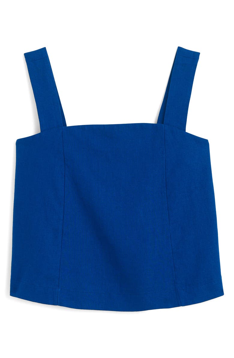 Madewell Curved Neck Shell Linen Tank Top, Alternate, color,
