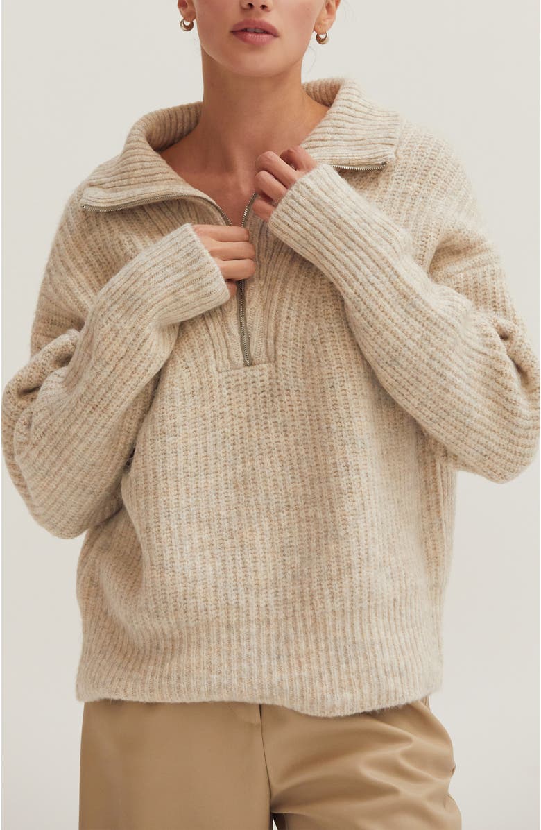 CRESCENT Half-Zip Funnel Neck Sweater, Main, color, Oatmeal