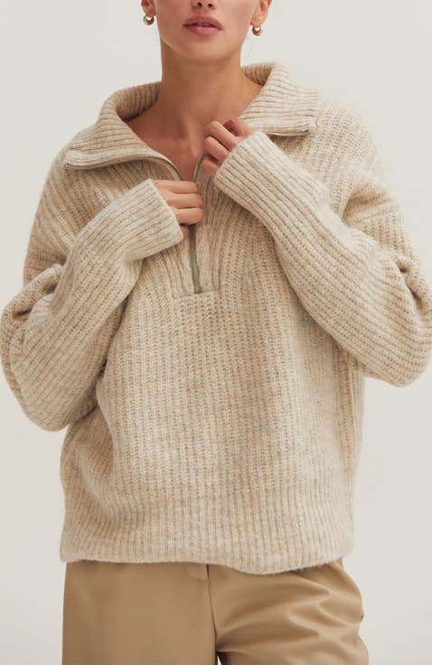 Half-Zip Funnel Neck Sweater