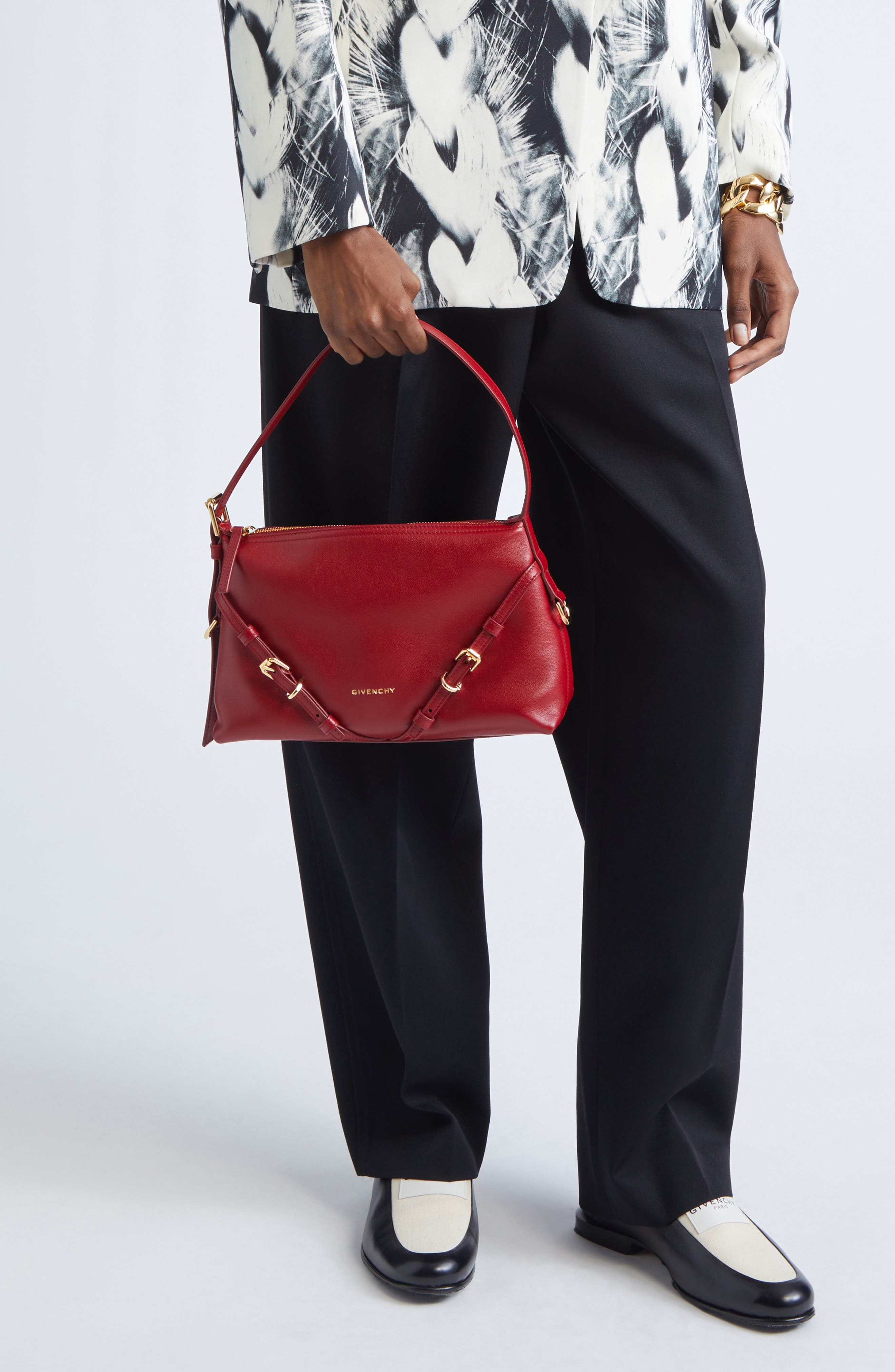 Mini Voyou Leather Shoulder Bag, Alternate, color, 601-DARK RED