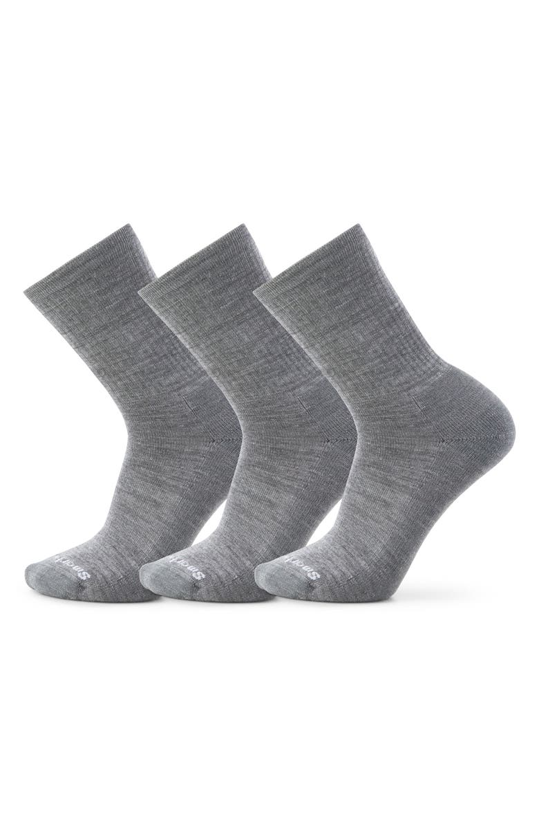 Smartwool 3-Pack Everyday Solid Rib Crew Socks, Main, color, Everyday Medium Gray