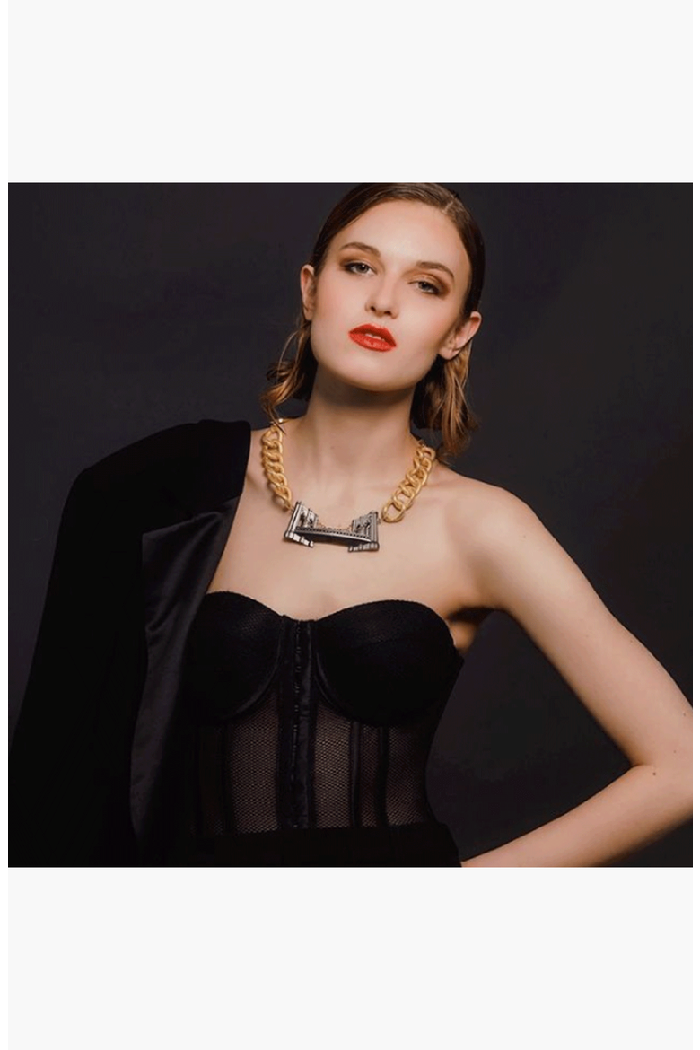The Gotham Nights Necklace, Alternate, color, Gold