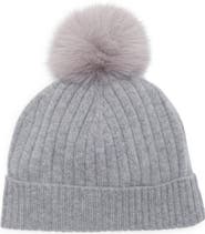 Nordstrom Cashmere Rib Beanie with Pom