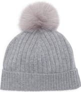 Nordstrom Cashmere Rib Beanie with Pom