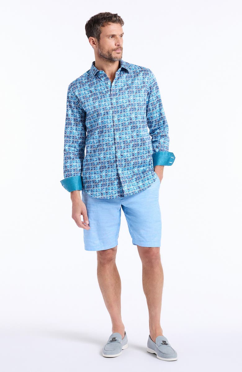 Robert Graham Westmoreland Cotton Button-Up Shirt, Alternate, color, Blue