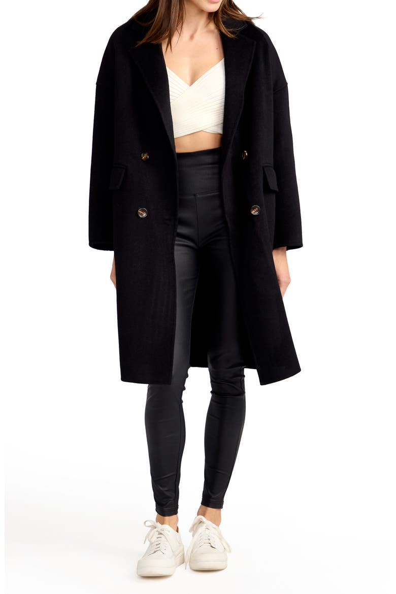 Amnesia Oversized Wool Blend Coat, Alternate, color, BLACK