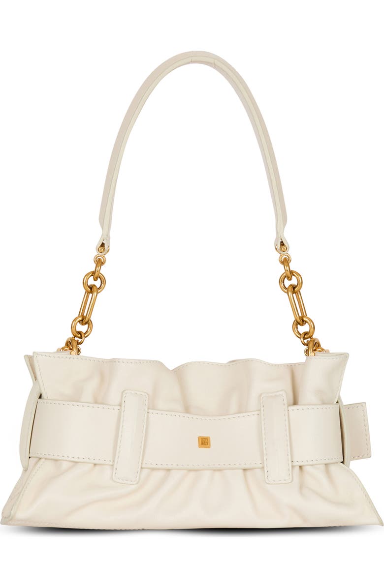 Balmain Mini Anthem Leather Shoulder Bag, Alternate, color, Cream