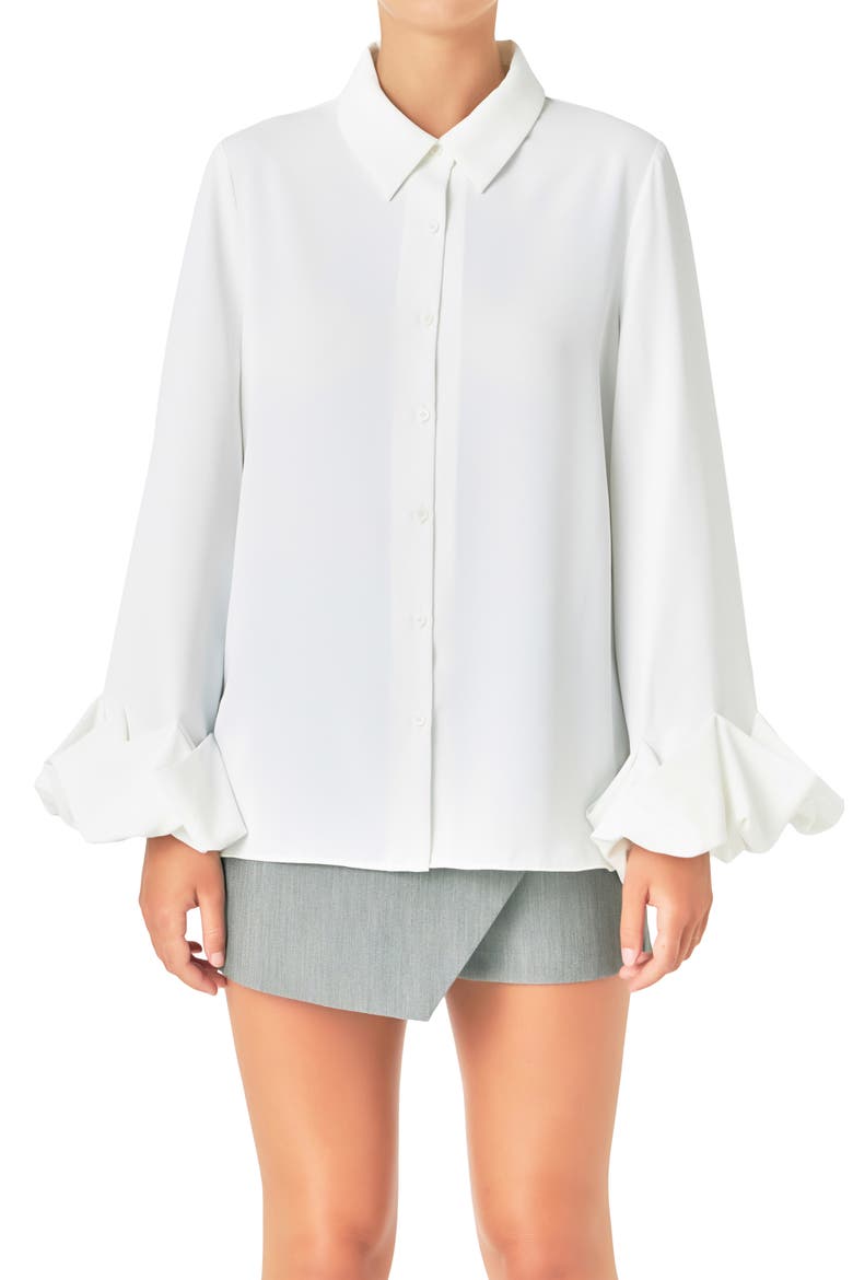 Bubble Cuff Shirt, Alternate, color, WHITE