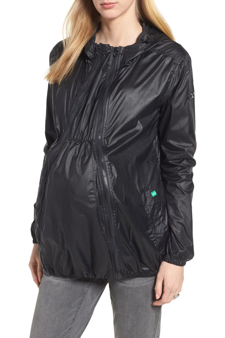 Waterproof Convertible 3-in-1 Maternity Windbreaker, Main, color, BLACK