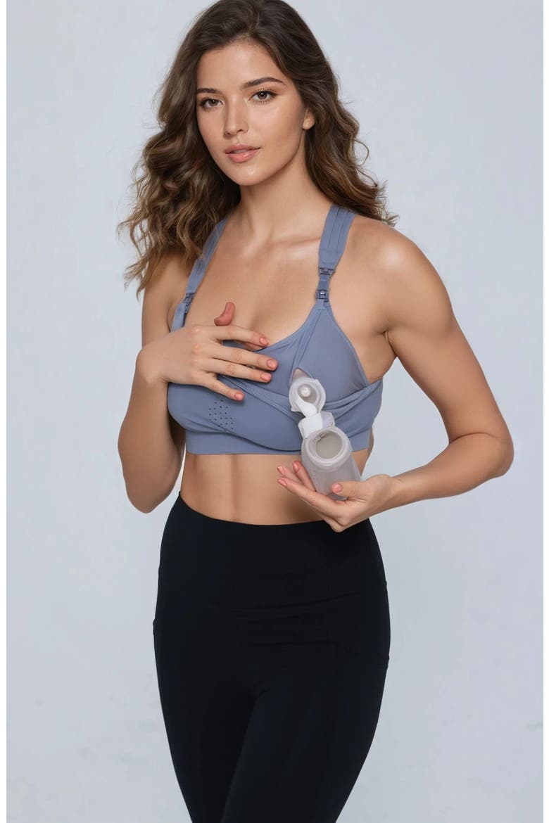 Chloe 4 Running Nursing and Pumping Sports Bra, Main, color, Solar Gray