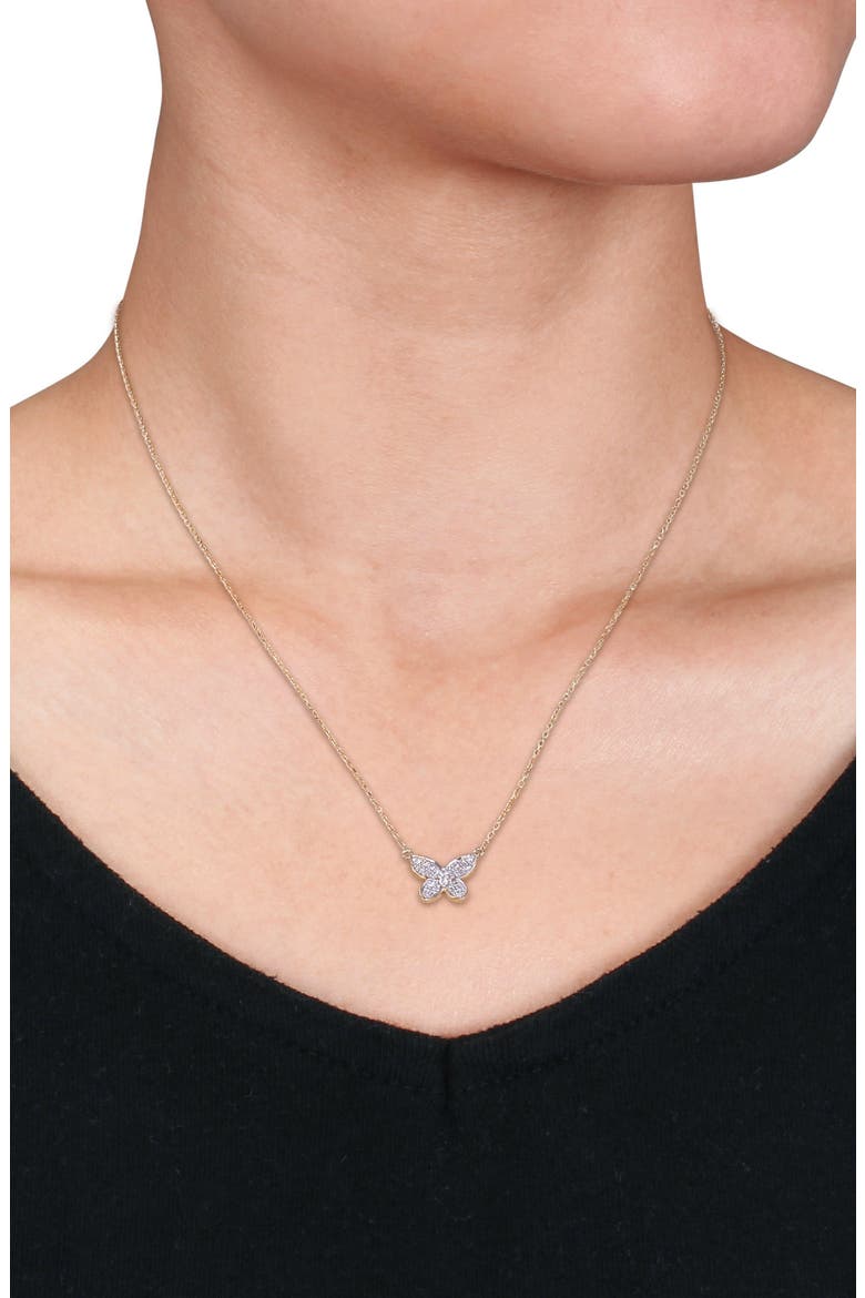 Diamond Butterfly Pendant Necklace - 0.13ct., Alternate, color, GOLD