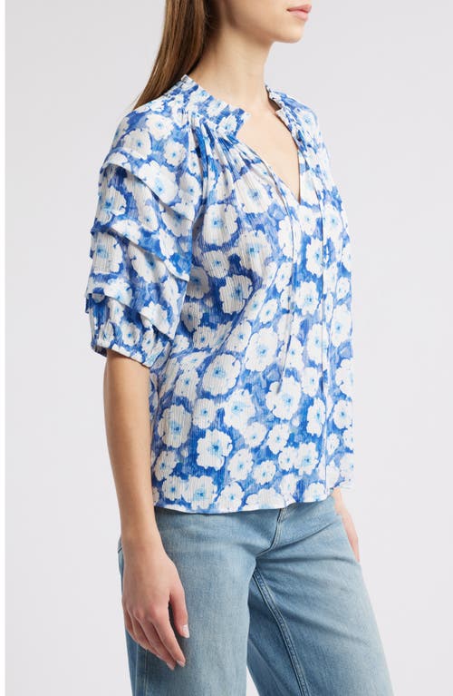 Rails Paris Floral Puff Sleeve Top In Blue Floral