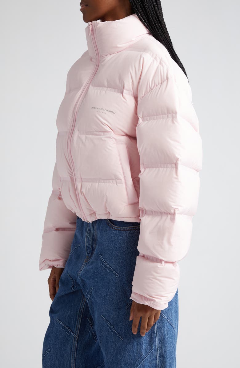 Alexander Wang Reflective Logo Crop Down Puffer Coat, Alternate, color, Light Pink