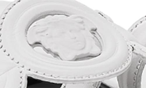 Versace Medusa Leather Flat Slide Sandals In Porcelain White
