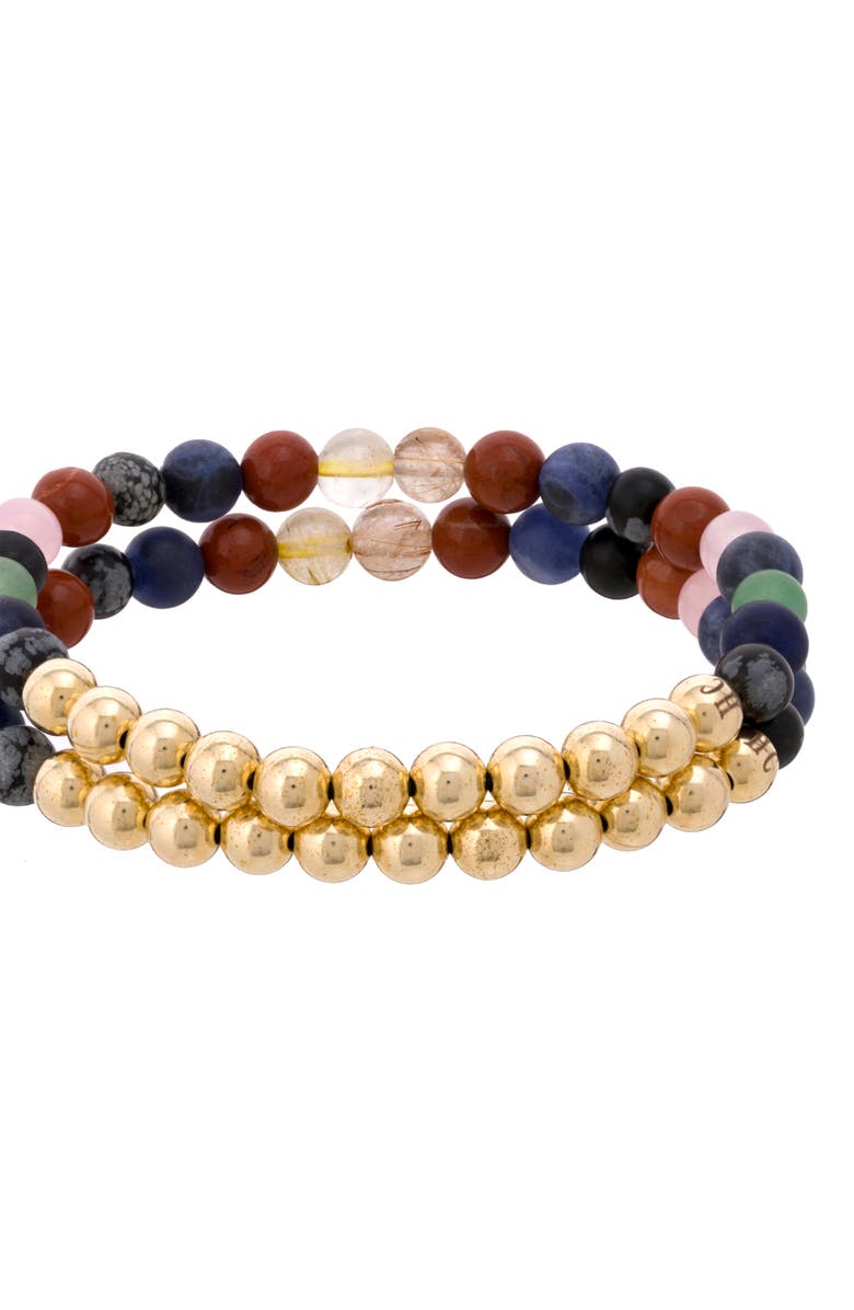 The Healer’s Collection N32 Emotional Eating Set of 2 Healer's Bracelets, Alternate, color, Yellow Gold
