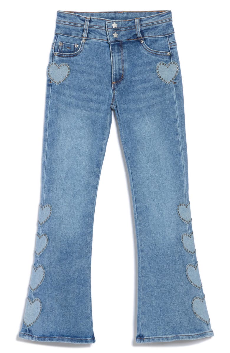 Tractr Kids' Heart Patch Flare Jeans, Main, color,