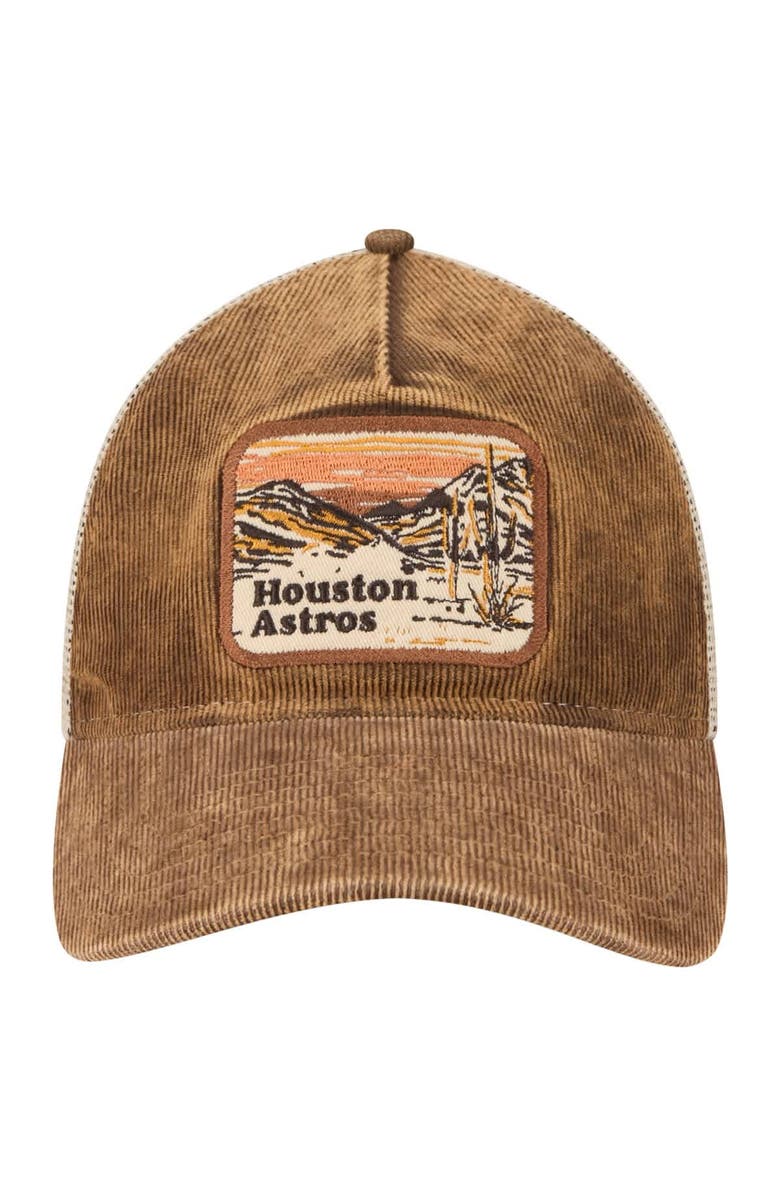 New Era Men's New Era Dark Brown Houston Astros Vintage Landscape 9TWENTY A-Frame Adjustable Trucker Hat, Alternate, color, 