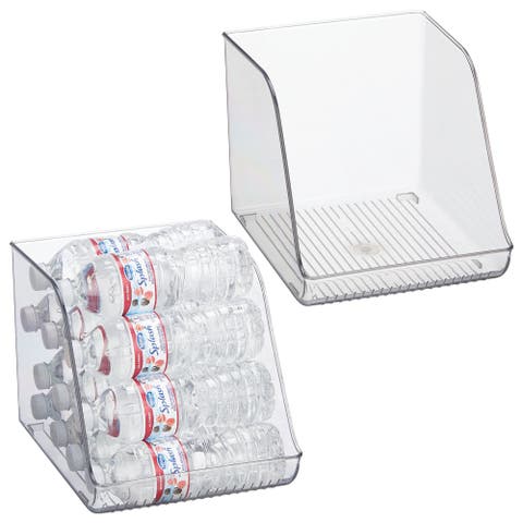 Plastic Water Bottle Organizer for Fridge & Pantry, Clear, 2-Pack