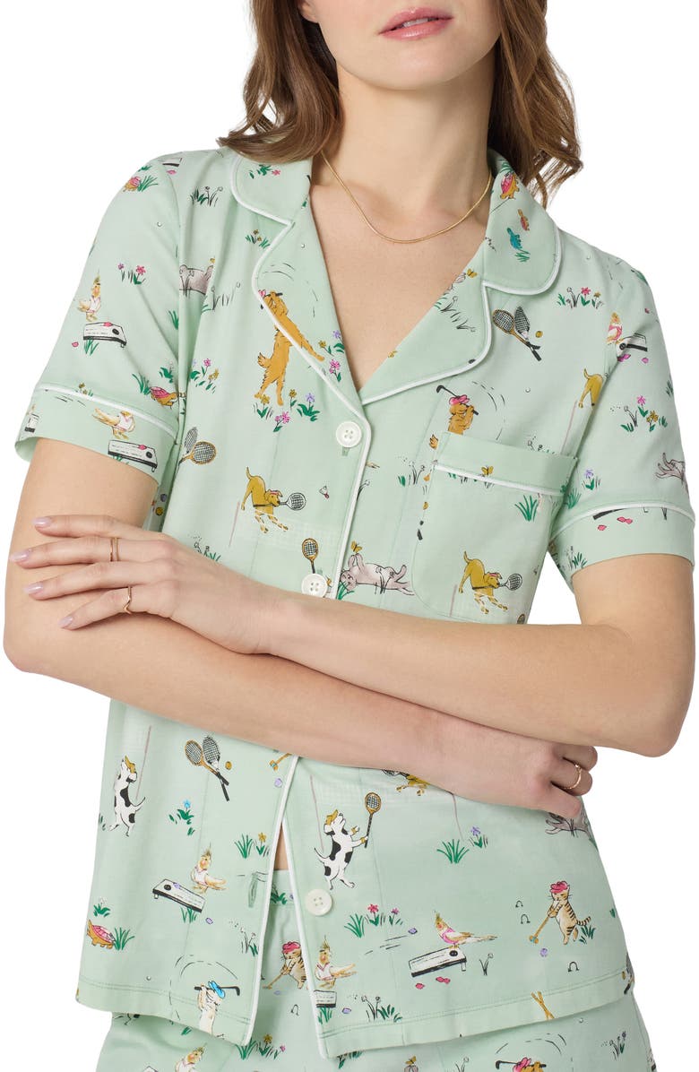 BedHead Pajamas Print Stretch Organic Cotton Short Pajamas, Alternate, color, Lawn Games