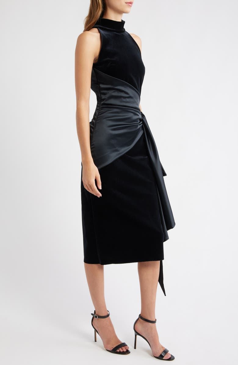 Chiara Boni La Petite Robe Gudairi Velvet Draped Cocktail Dress, Alternate, color, Black