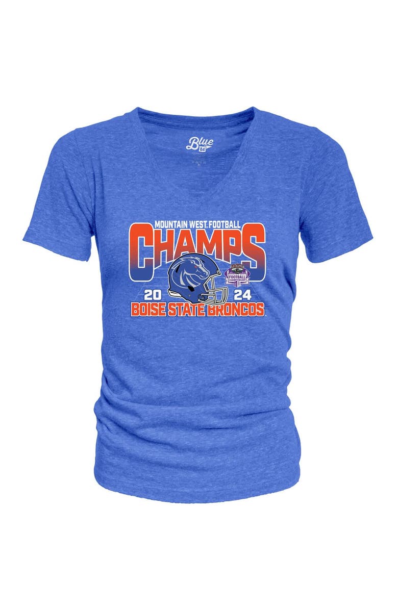 BLUE 84 Women's Blue 84 Royal Boise State Broncos 2024 Mountain West Football Conference Champions Locker Room V-Neck T-Shirt, Alternate, color, 