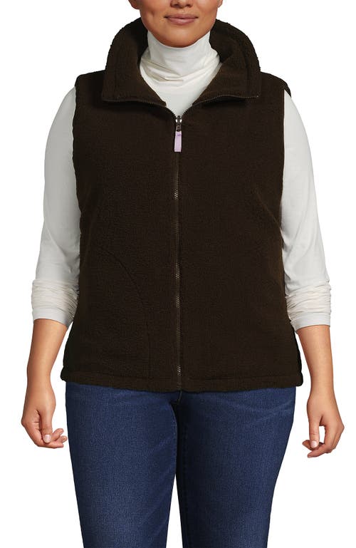 Lands' End Plus Size High Pile Fleece Reversible Mixed Media Vest In Multi
