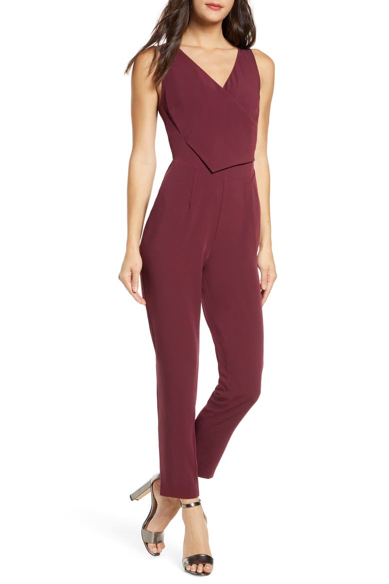 Sleeveless Slim Leg Asymmetrical Jumpsuit, Main, color, FIG