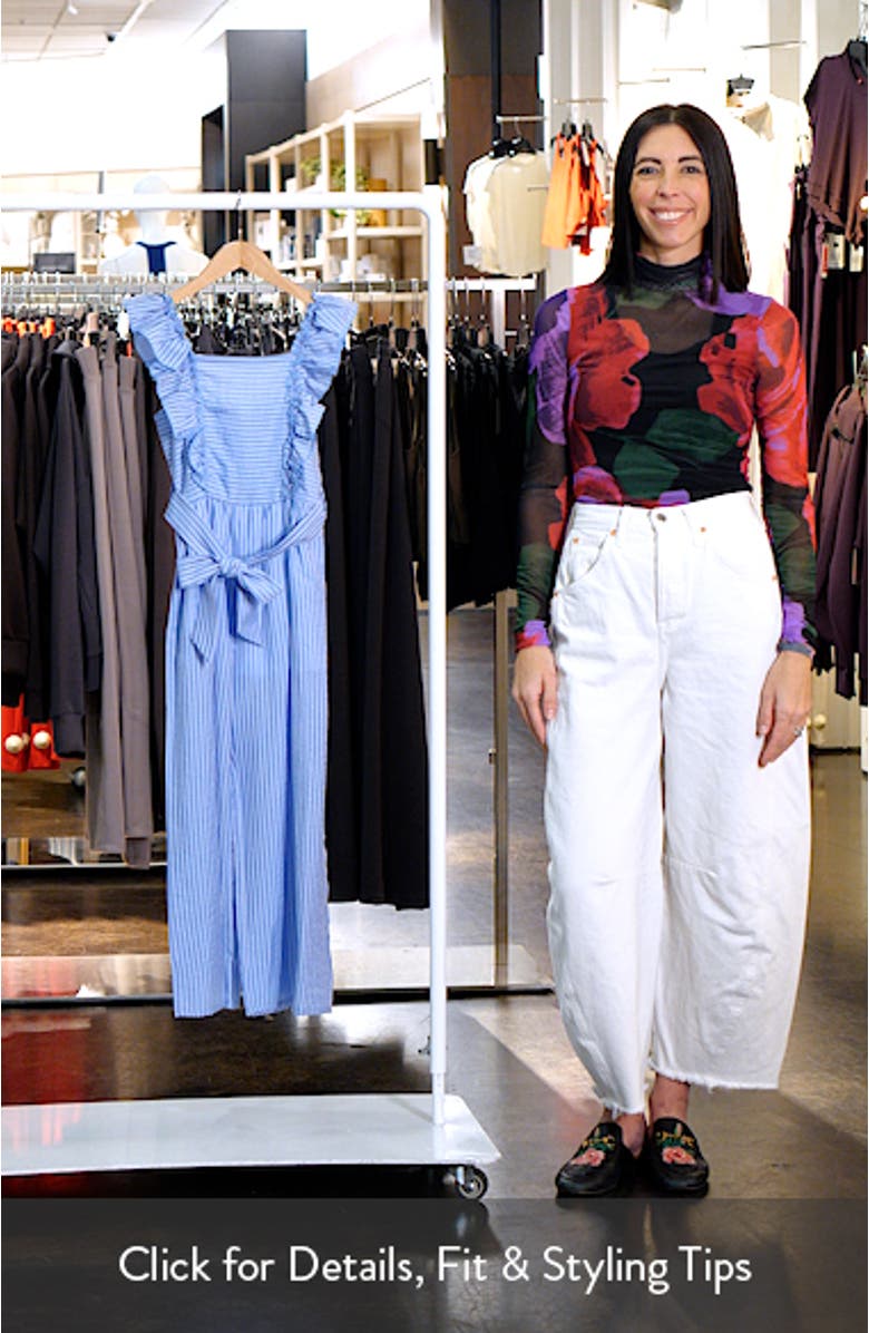 Kids' Stripe Ruffle Sleeveless Jumpsuit, sales video thumbnail