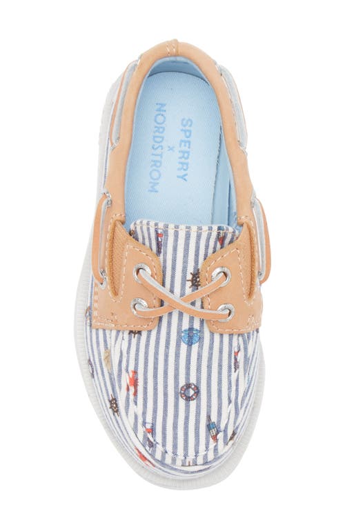 Sperry Kids' Authentic 2-eye Nautical Print Boat Shoe In Stripe Nautical Print