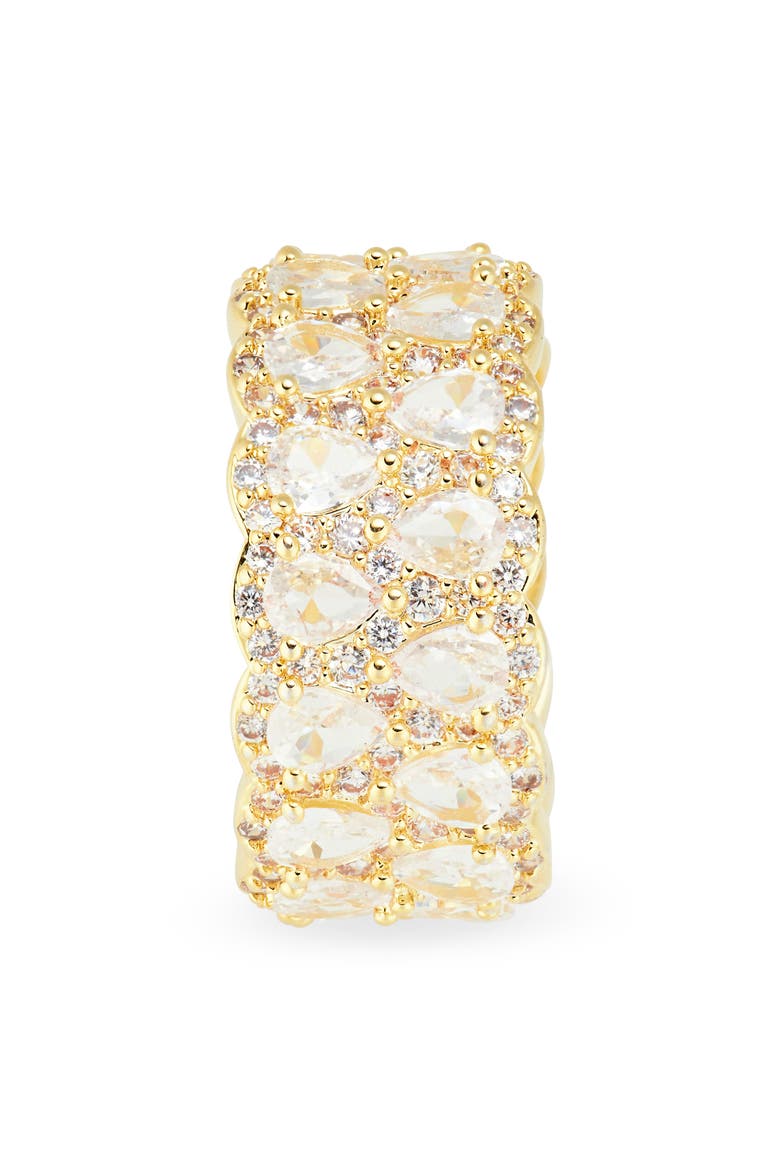 Cubic Zirconia Scalloped Eternity Band Ring, Alternate, color, CLEAR- GOLD