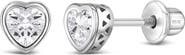 In Season Jewelry Cubic Zirconia Birthstone Heart Earrings