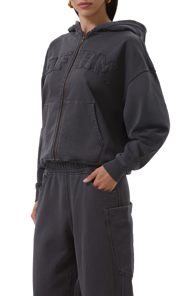 AFRM Cameron Cotton Zip Hoodie, Alternate, color, Onyx