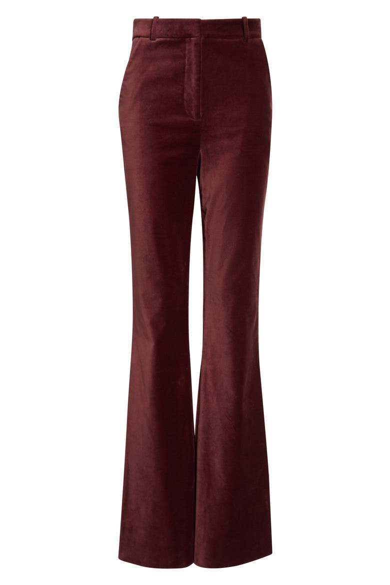 Gracie Flare Leg Velvet Pants, Alternate, color, BURGUNDY