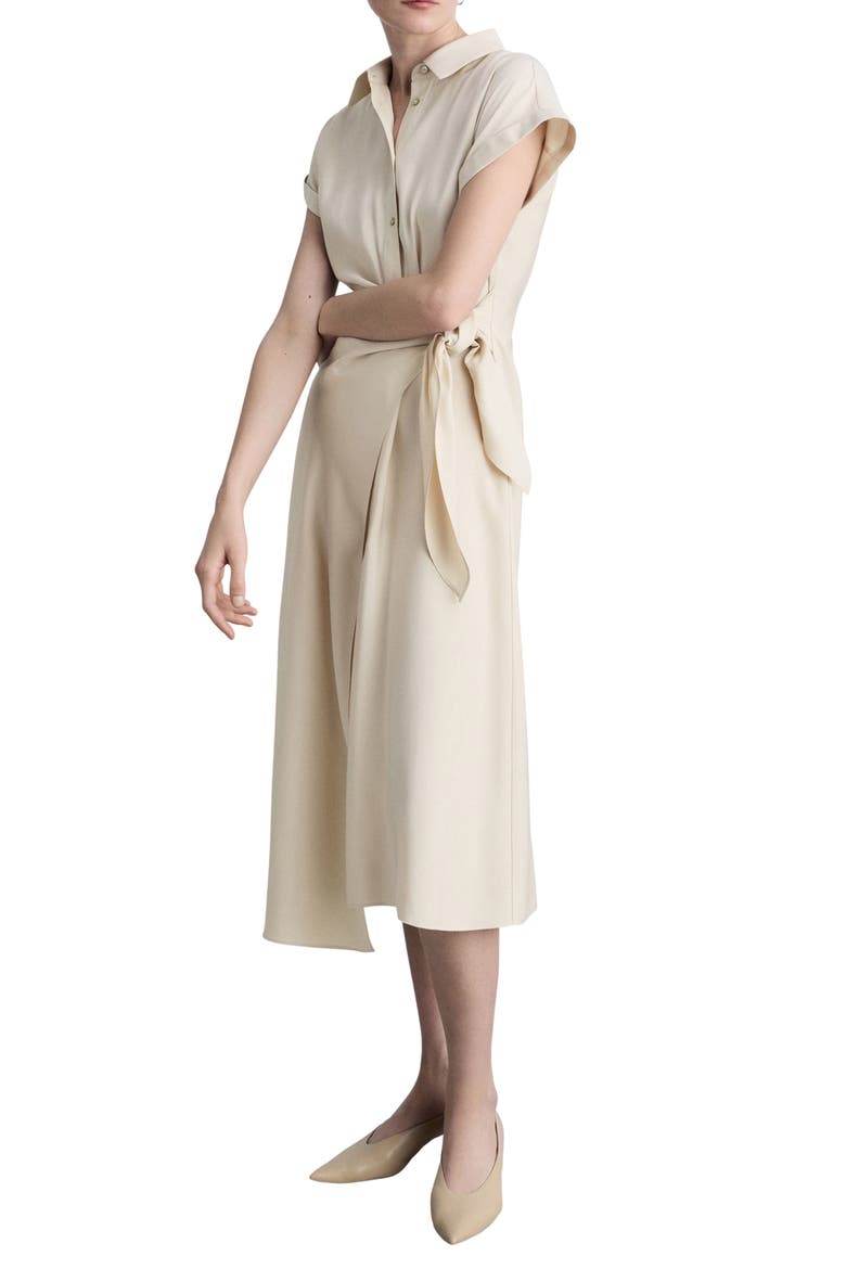 Short Sleeve Wrap Shirtdress, Main, color, BEIGE