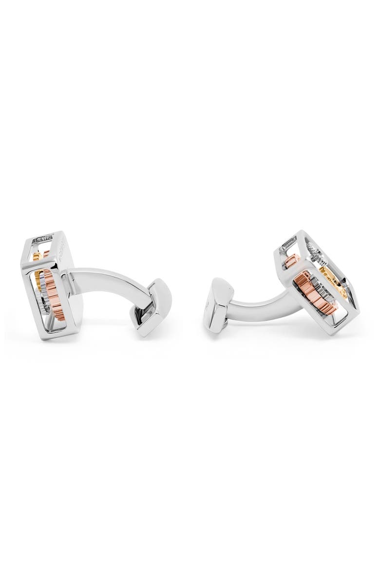 Plated Gear Cuff Links, Alternate, color, METAL