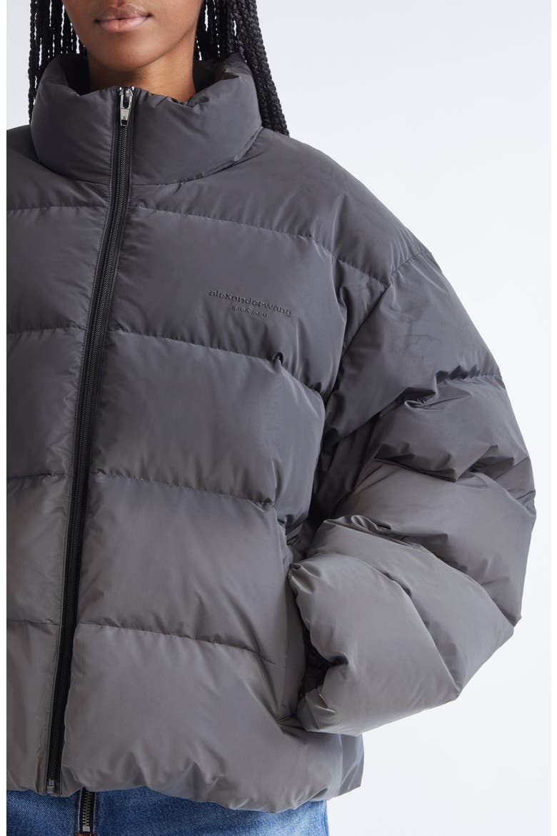 Reflective Gradient Puffer Jacket, Alternate, color, SILVER/ BLACK