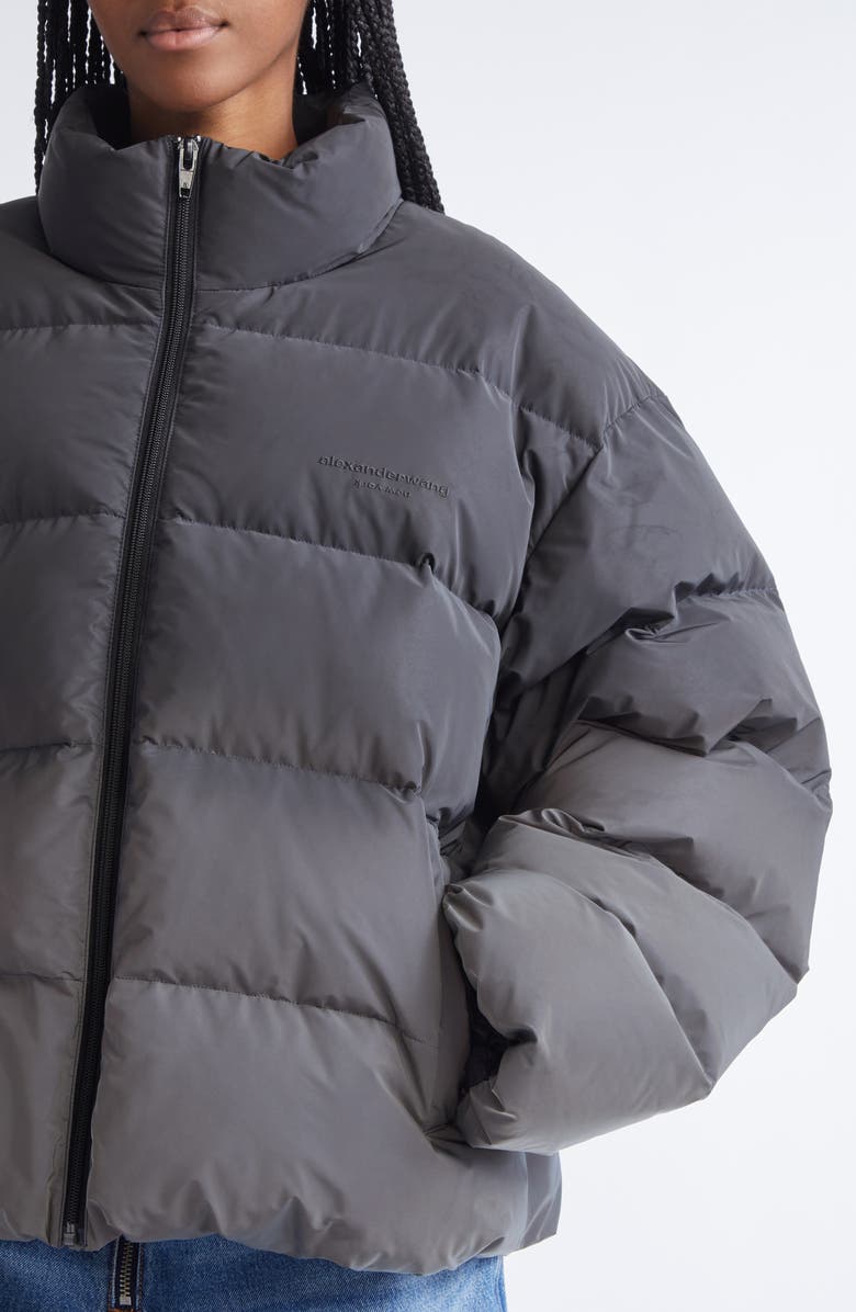 Alexander Wang Reflective Gradient Puffer Jacket, Alternate, color, Silver/ Black