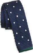 CLIFTON WILSON Blue Polka Dot Knit Silk Tie