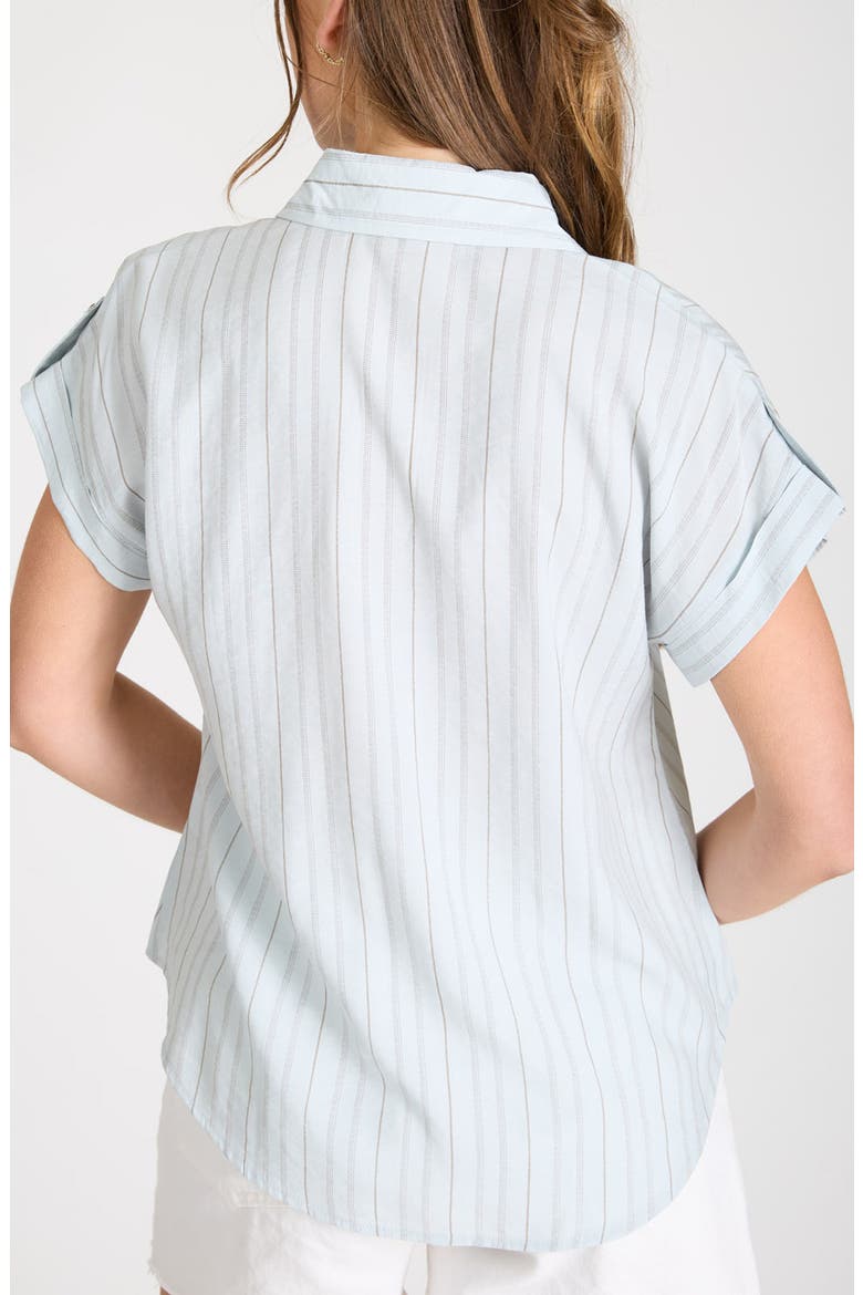 Stripe Short Sleeve Button-Up Shirt, Alternate, color, SEAFOAM