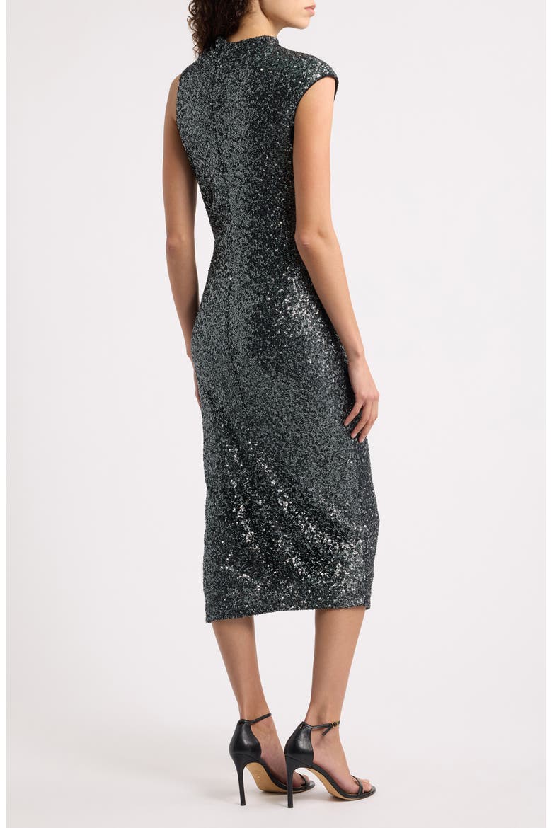 Enany Cowl Neck Sequin Midi Dress, Alternate, color, SILVER DARK GREY METALLIC