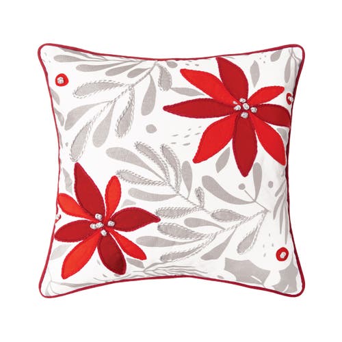 C & F Home C&f Home Poinsettia Christmas Printed & Embellished Throw Pillow In Multi