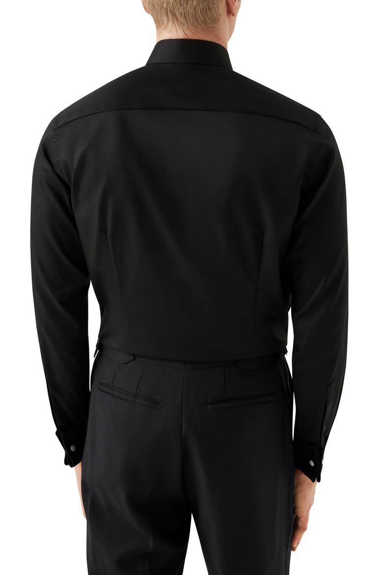 Contemporary Fit Twill Fly Front Dress Shirt, Alternate, color, BLACK