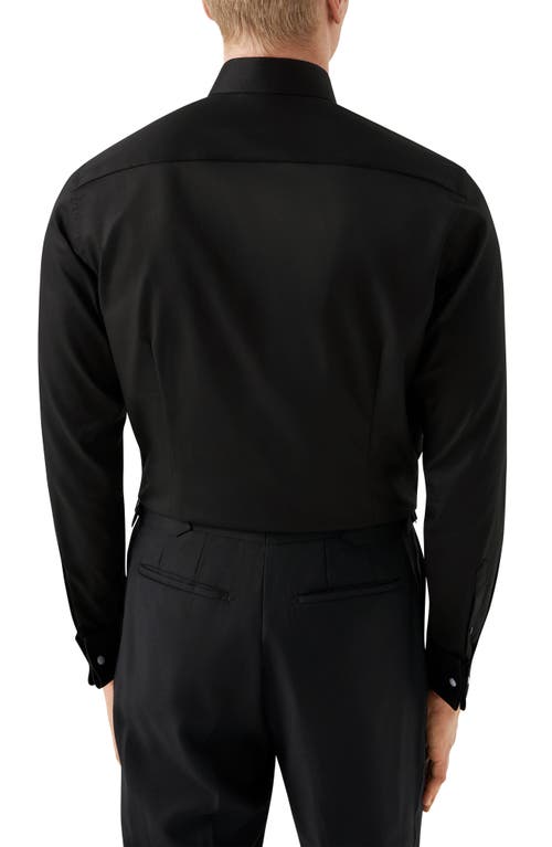 Eton Slim Fit Pin Dot Pique Button Front Shirt In Black
